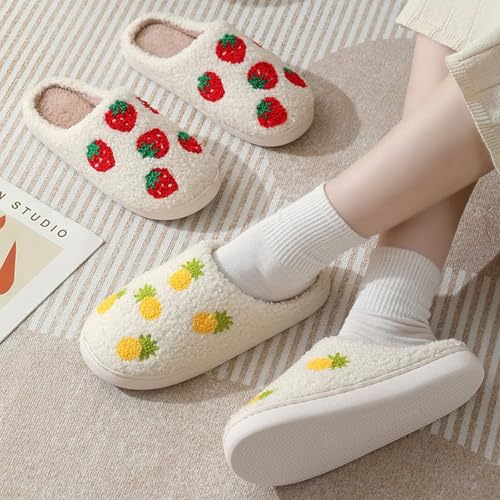 Image of Cherry Slippers for Women Men Fruit Shoes Cute Memory Foam Soft Winter Warm Indoor Outdoor Slippers