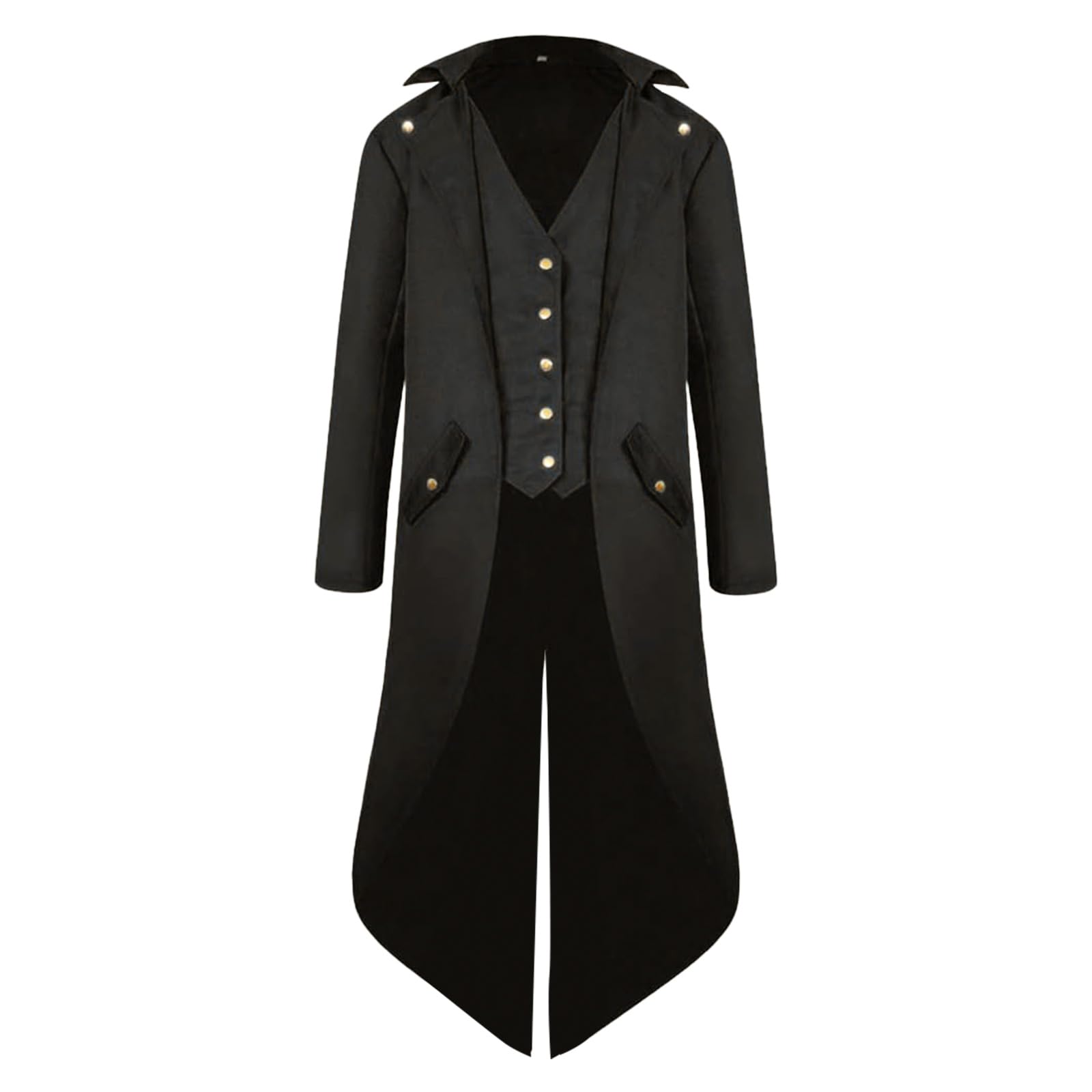QEKFDOV Men's Steampunk Tailcoat,Medieval Gothic Victorian Frock Coat,Vintage Tailcoat Jacket Halloween Cosplay Costume (black, XL)