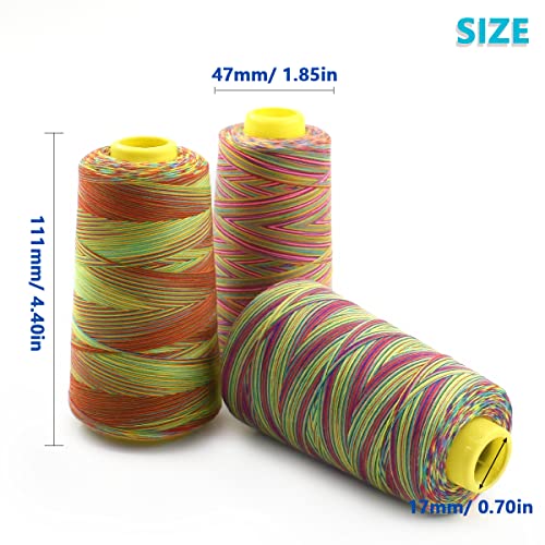 Hilo de máquina de coser poliéster multicolor 3 conos 3000 yd miniatura 2