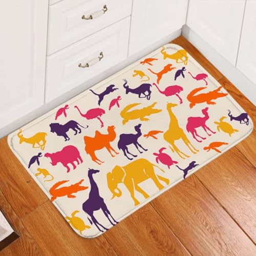 ���փ}�b�g �J���t���ȓ����̉e�̃h�A�}�b�g 50×80cm doormat Colorful Animal Shadows Door Mat
