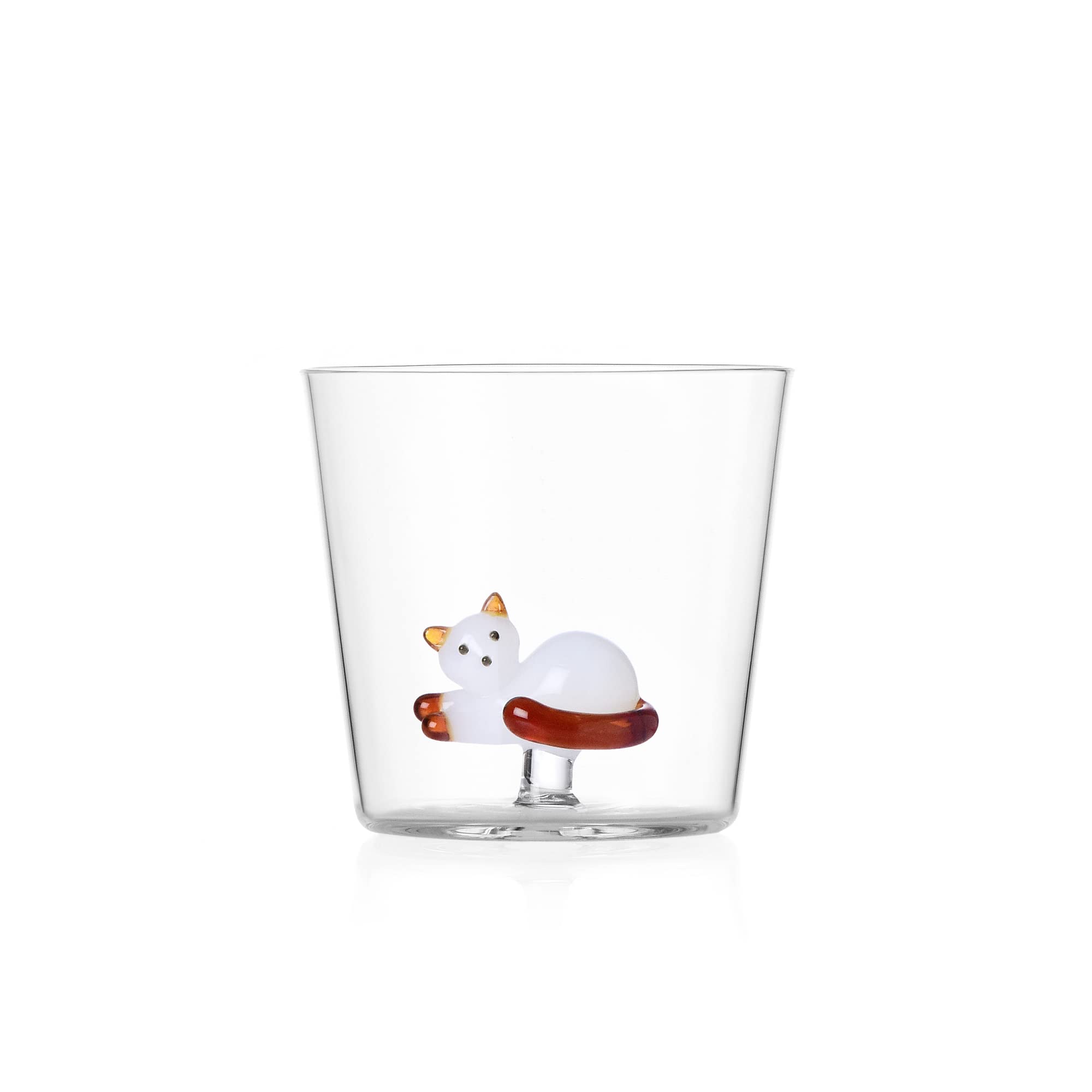 ICHENDORF MILANO Tabby Cat Bicchiere Gatto Ambra Coda Bianca - Erresse Shop