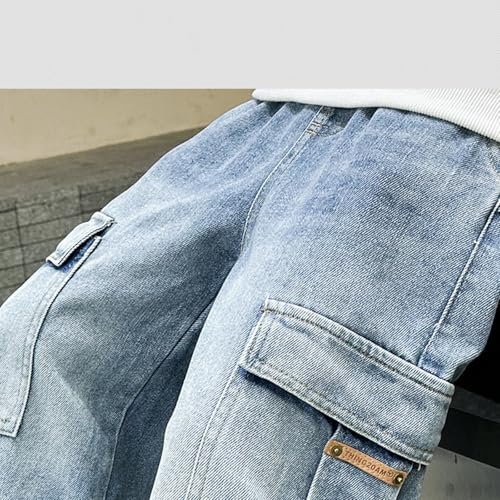 Baggy Cargo Jeans for Boys Straight Wide Leg High Waist Denim Pants, Casual Fashion Streetwear School Y2k Trousers3