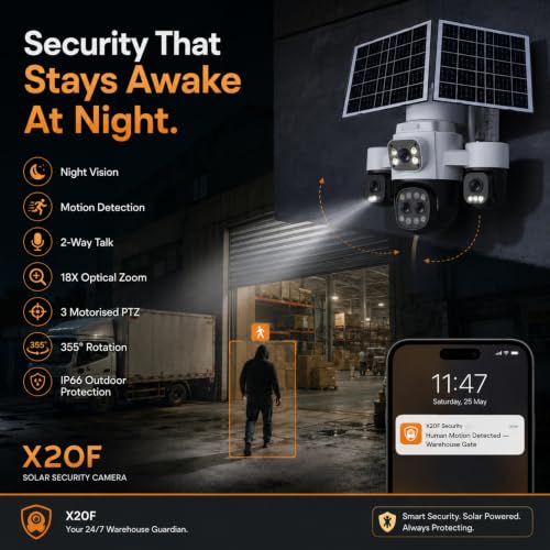 Image of XUGA Cybernautt X20F 16MP 4 Lens 4G PTZ Camera | heavy-duty Dual Solar Powered | 18X Optical Zoom | Color Night Vision | Motion Detection | Weatherproof | Upto 256GB SD