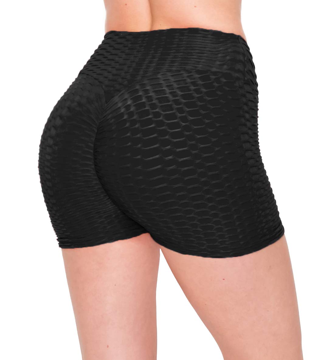 ALWAYS Women's Honeycomb Compression Shorts - High Waist Slimming Butt Lift Textured Workout Shorts