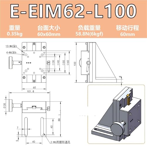 Mesa de eje Z manual E-EIM62-L100 para un control posicional vertical fluido y exacto 2