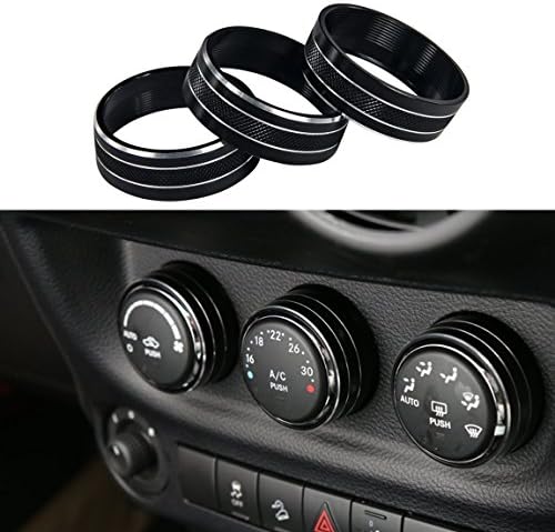 Bentolin 5pcs Audio Air Conditioning Button Cover Decoration Twist Switch Ring Trim for Jeep Wrangler JL 2018 2019