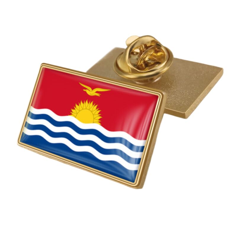 Épinglette Drapeau Des Kiribati – Broche Fantaisie Géométrique Carrée, Bijou Créatif Pour Femme Et Homme, Accessoire De Voyage, Cadeau, Rectangulaire