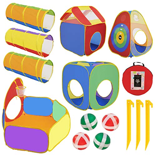 7 Piece Kids Ball Pit Play Tunnel for Kids Tunnel - with 4 Dart Balls | Ball Pits for Toddlers | Baby Tunnel for Toddlers 1-3 | Toddler Tunnel