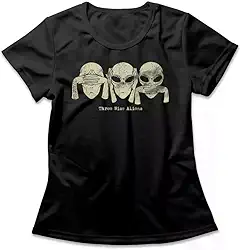 Camiseta Feminina Three Wise Aliens Studio Geek Casual Preto
