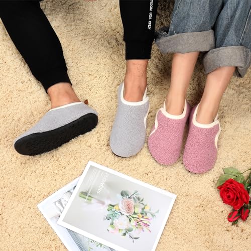 Image of Ibeauti Women Mens House Slippers Lightweight Comfy Barefoot Slipper Socks Rubber Sole House Shoes for Indoor /Outdoor Bedroom Travel