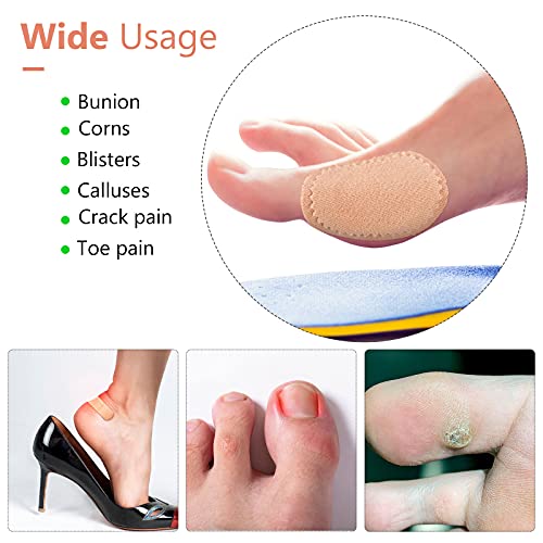 Image of Nuanchu 60 Pieces Bunion Cushions Self-Adhesive Bunion Pads Foot Callus Patches Foot Blister Shoe Accessories Women Men Feet Heel Protector Pads(Skin Color,M)