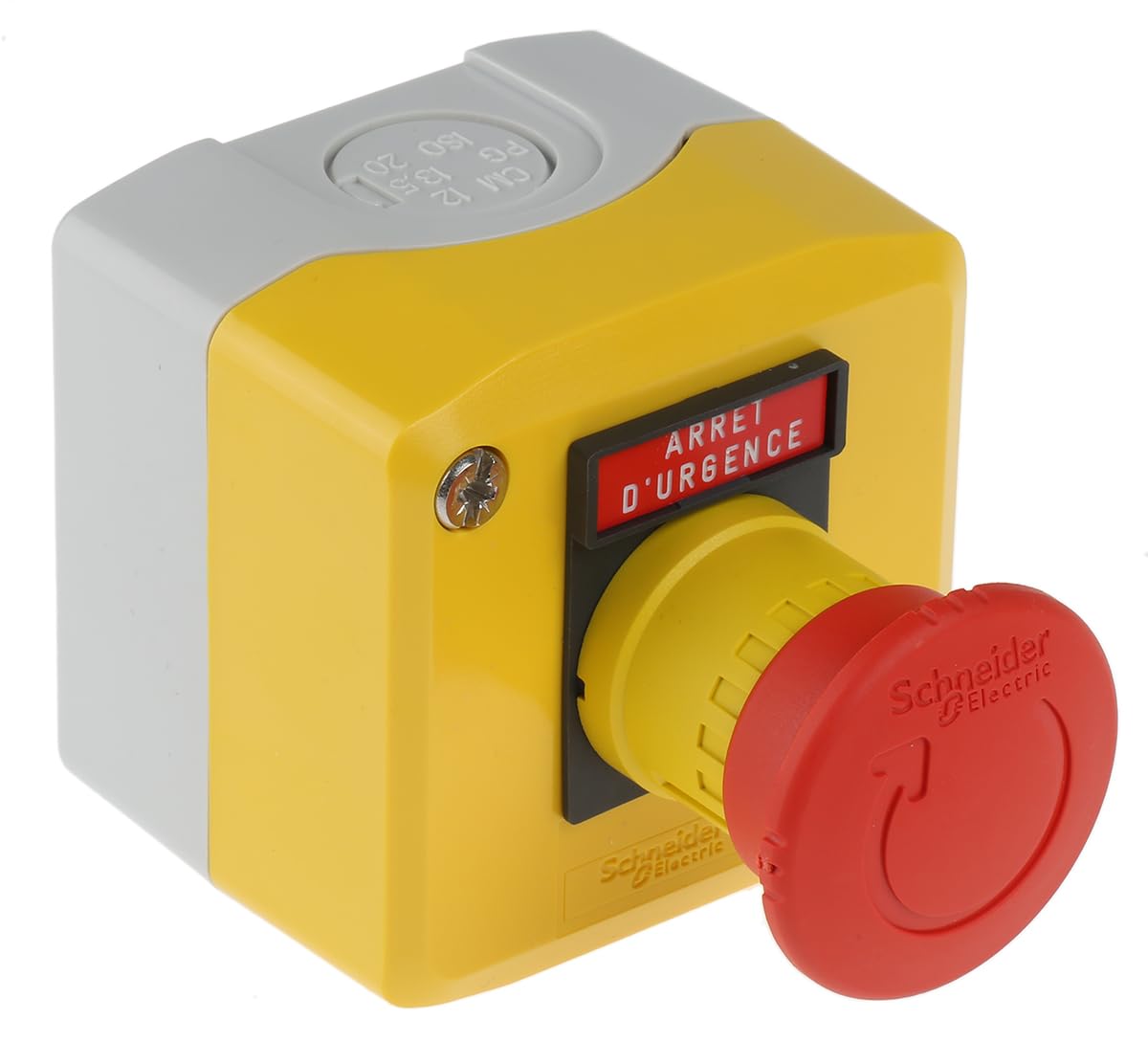 Schneider Xalk1781 Station Jaune, 1 Bouton Poussoir à Tête Champignon Rouge, Ø 40 Déverrouillage de Rotation 1Ö