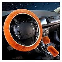 stuurhoes 3 stks/set Warm Faux Wol Stuurhoes 38cm Bont Pluizige Dikke Auto Stuurwiel Pluche Cover Zachte wol Decoratie Auto (Color : Rose Red