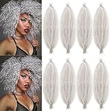 12 Inch Springy Afro Twist Hair 8 Packs Marley Twist Braiding Hair Pre-fluffed Spring Twist Hair Kinky Hair Afro Twist Hair Marley Hair for Faux Locs (12 Inch (Pack of 8), Silver# Marley Twist)