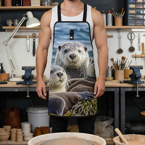 Delantal de trabajo Sea Otter Family con 8 bolsillos y ajuste cruzado miniatura 4