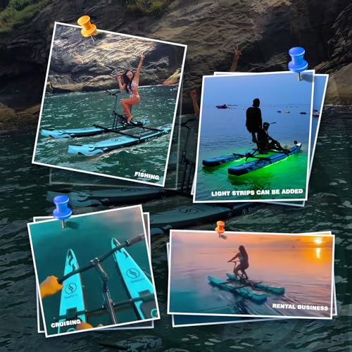 Spatium Sup Water Bike Inflatable Pedal Boat Inflatable Pedal Kayak Water Bikes for Lake Fishing Pedal Boat More Stable and Easy to Drive on Water Blue Black