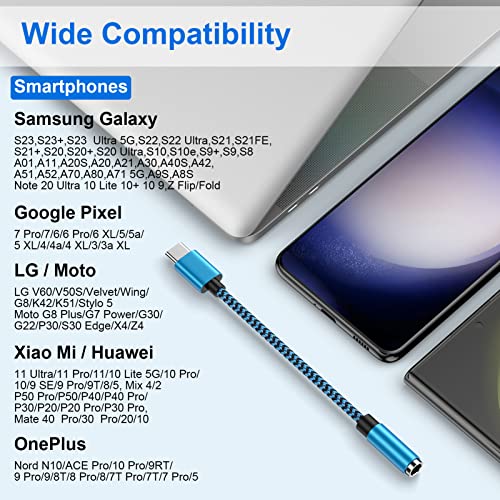 Usb Type C To 3.5Mm Headphone Jack Adapter 2-Pack Usb C To Aux Female Audio Dongle Cable Cord Compatible Samsung Galaxy A54 A34 S23 Ultra A14 S22 S21Fe S20+ S10E S9 S8,Note 20 10+,Pixel 7 Pro 6 Xl 5 4 #TOP6