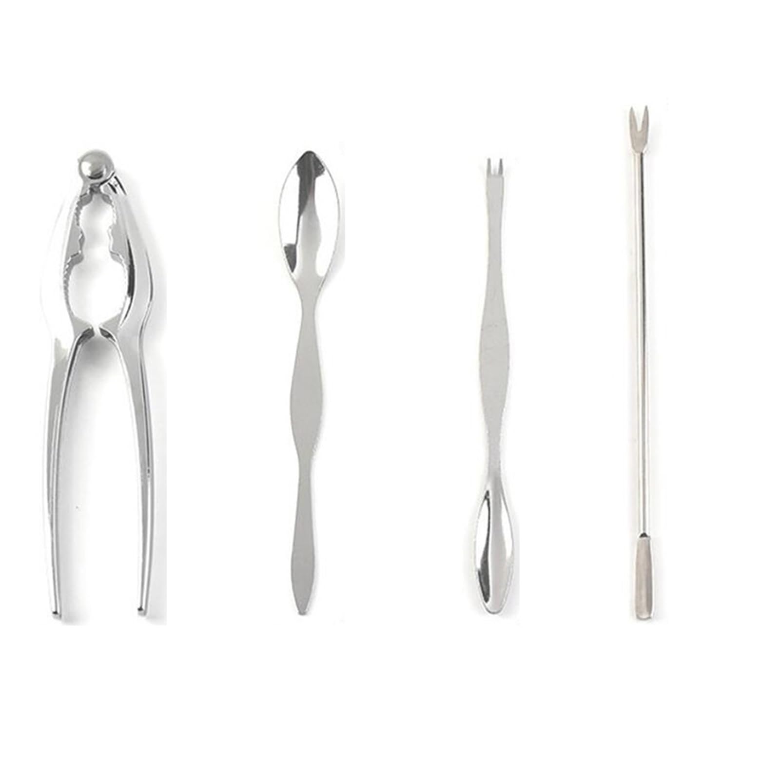 Juego de 4 Herramientas de Acero Inoxidable para mariscos, Pinzas para cangrejos, camarones, Frutas, Tenedores, cucharas, nueces, Langostas, cangrejos, Herramientas para Hacer Gall
