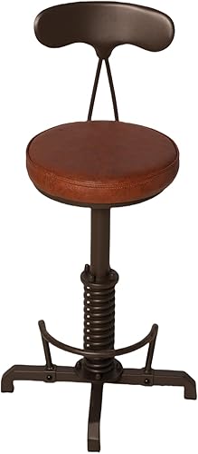 Miniatura 3 de LOKKHAN American Antique Steampunk Taburete de bar con respaldos de 24.41 a 28.35 pulgadas, taburete giratorio ajustable industrial vintage para el