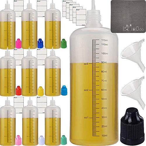 HUIZHU 10pcs Empty 120ml PE Unique Dropper Bottle DIY Liquid dispensor Bottle Liquid Refill Bottle Liquid applicator Bottle Liquid dispensor (Mixed Colors, 120ml x 10pcs)