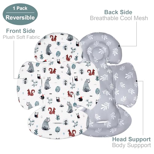 Image of KAKIBLIN Infant Car Seat Insert, Breathable Reversible Car Seat Head Support for Infant, Newborn Car Seat Insert for Girls Boys, Fits for Stroller, Baby Swing, Bassinets, Pushchair (Gray)