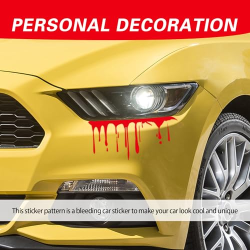 Image of ijuicy 2 PCS Red Flowing Blood Bloody Horror Funny Decal for Car, Halloween Horror Sticker Car Accessories, Halloween Car Decorations Accessories, Fit for Most Cars (Red)