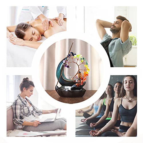 Backflow Incense Holder With Crystal Tree, Ceramic Moon Incense Burner With Money Tree For Cone And Stick Incense #TOP5