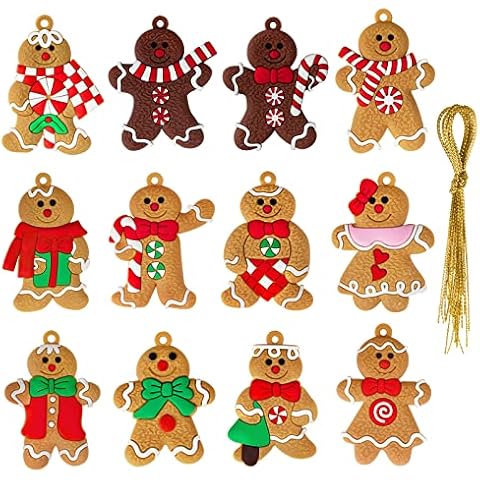 Adornos Navidad de Hombre de Jengibre, 12 Piezas Nuevas Adornos Arbol Navidad de Jengibre Reutilizables Cover