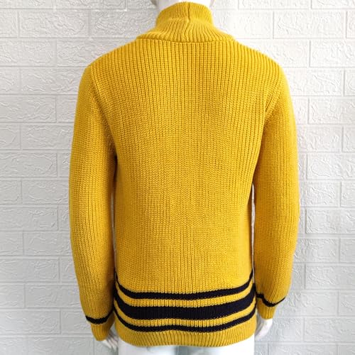 Mens Fall Winter Cable Knit Cardigan Sweater Men Knit Outerwear Slim Fit Button Thick Cardigan with Pockets3