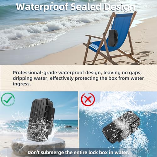 Portable Small Lock Box, Waterproof Beach Travel Lock Box, 4-Digit Combination Lock Box with Removable Chain for Travel, Beach, Hotel, Dormitory, Home and Office - Image 6