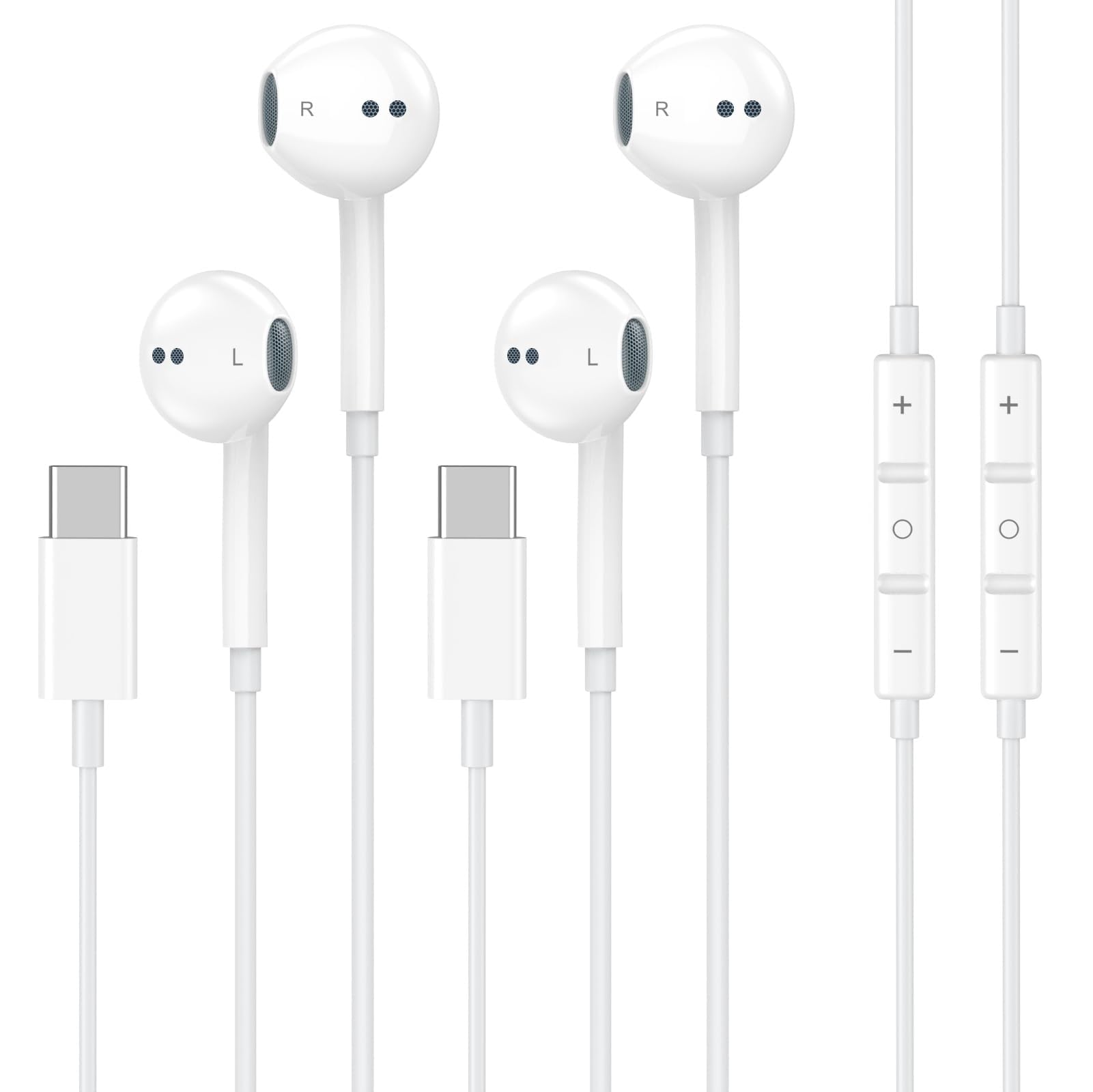 Lot de 2 écouteurs filaires USB C certifiés Apple MFI pour iPhone 17 16 15