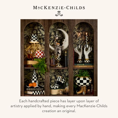 Image of MACKENZIE-CHILDS Resin Pumpkin, Small, Dark-Red-and-White Paprika Check