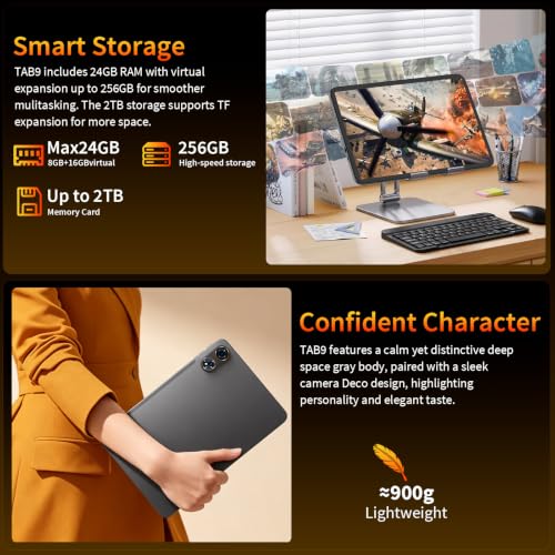 Image of JJGJ Android 16 Tablet with Keyboard - 12 Inch Tablets, Black Case