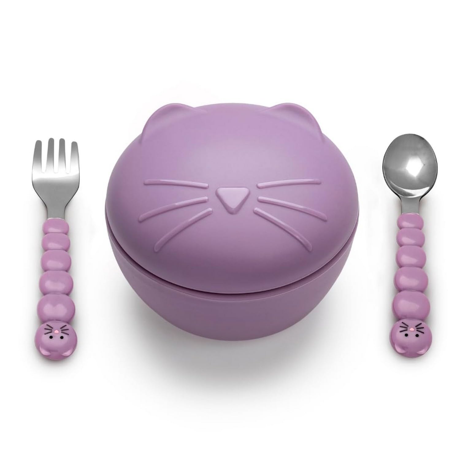 Melii Silicone Bowl with Lid & Utensils - Cat Purple-image-18