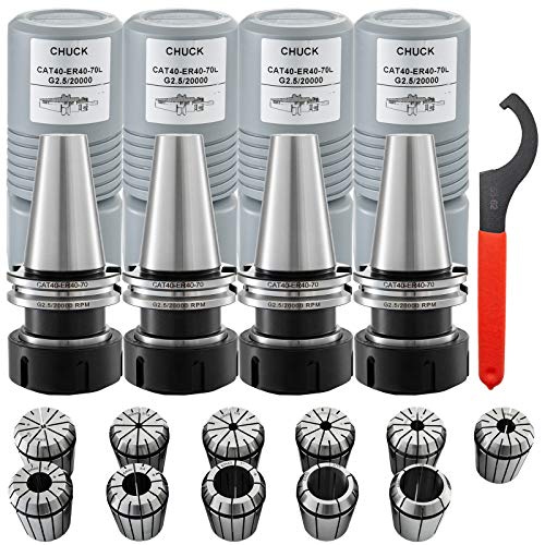 Mophorn 4 Pcs CAT40 ER40 Collet Chucks Gage Length 2.76 Inch Balanced to