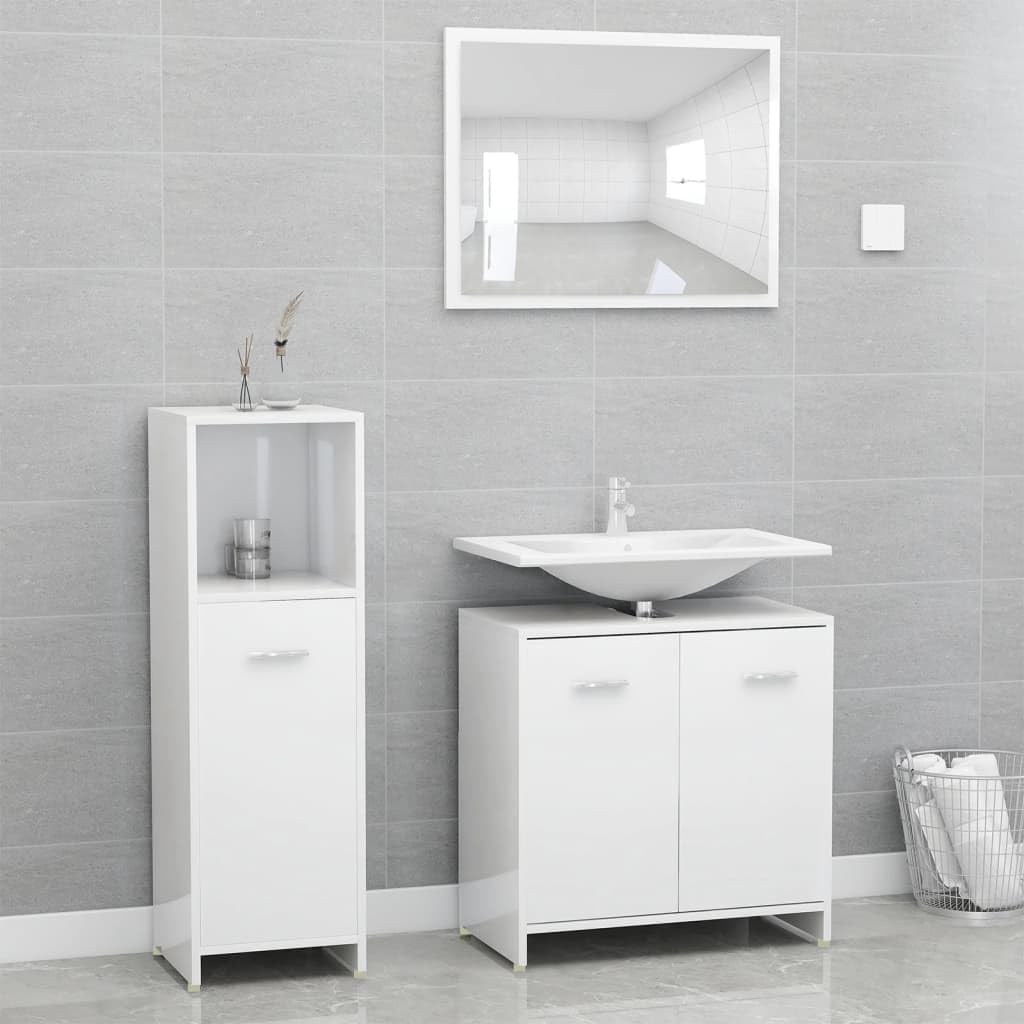 Muebles de baño brillantes que aportan luz y orden con sus 3 piezas de madera