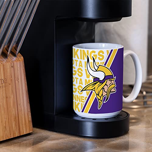 Image of Rico Industries NFL Football Minnesota Vikings 15 oz White Ceramic Mug
