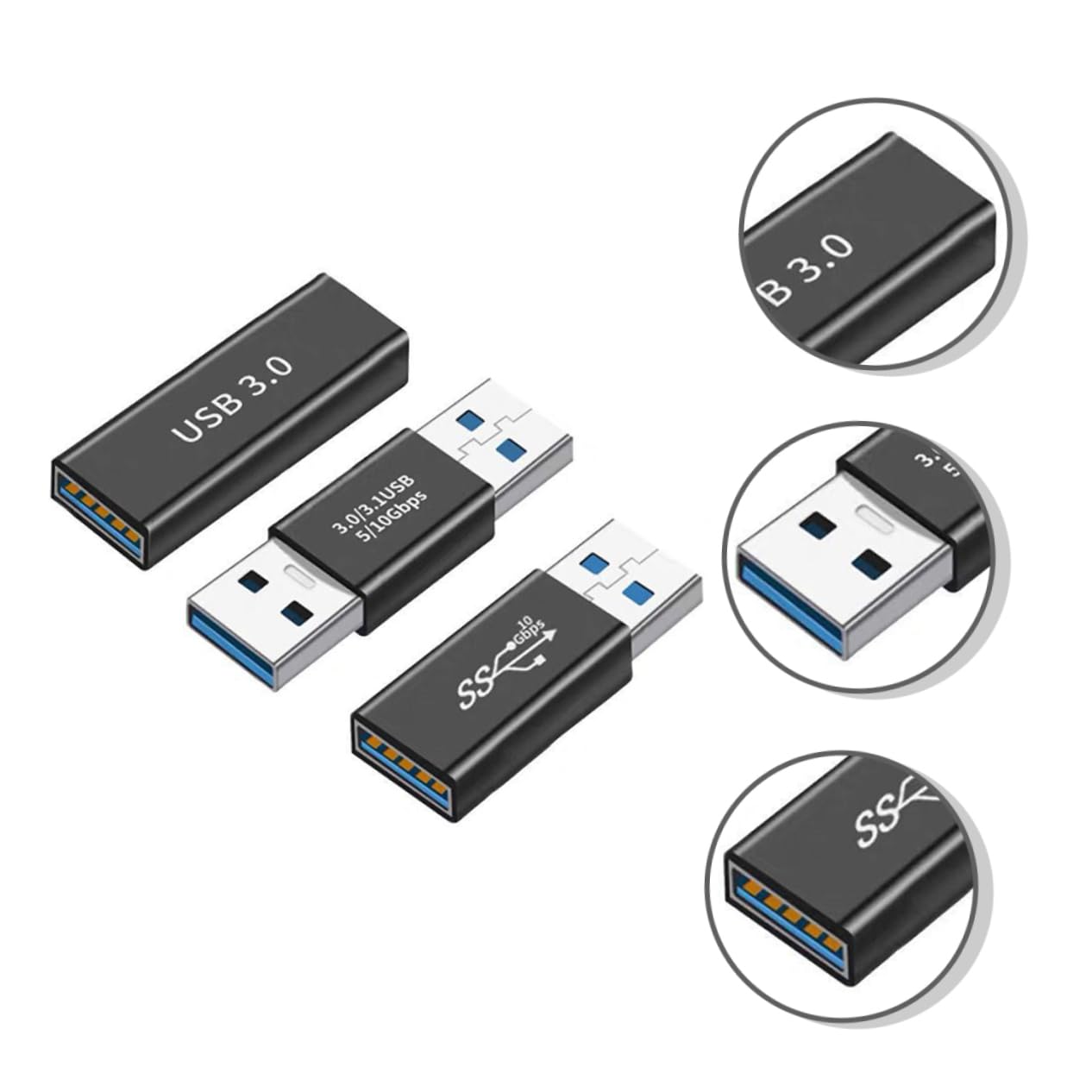 BRIGHTFUFU 1Set USB Adapter Male to Male Female to Female Male to Female Converter for Fast Charging Compatible with Laptop Tv Power Bank and Desktop Computer
