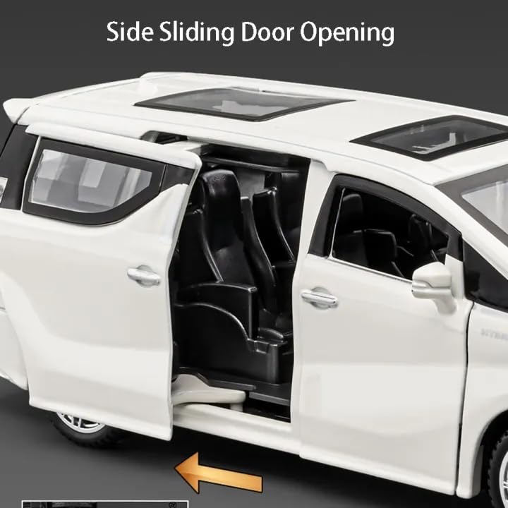 Image of Alokik Enterprise 1:32 Alphard 2021 Model Die-Cast Metal Pull Back Car with 6 Openable Doors with Sounds and Lights Toy Decoration Car Best Gift Toys for Kids【White】