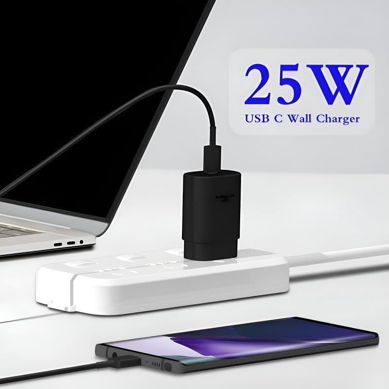 Image of 25W Type C Charger Adapter Compatible with Samsung M35 5G Mobile, Support Other Device Galaxy F35 /A35 /M15 /F15 /A15 /F34 /M34 /M14 /A14 /F14 /S21 Fe /S23 fe /S23 /S24, 25 Watt Super Fast Charging Speed, Black