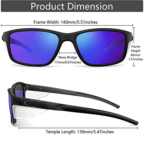 CAXMAN Mens Sunglasses Polarized w/Side Shields Rectangular Sports Sunglasses 100% UV Protection3