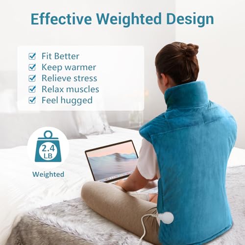 Image of Comfytemp Fathers Day Dad Gifts, Weighted Heating Pad for Back Neck Shoulders, Birthday Gifts for Men Women Husband Wife, Large Electric Heating Wrap FSA Eligible, 9 Heat Settings & 11 Timers, 22 inchx33 inch