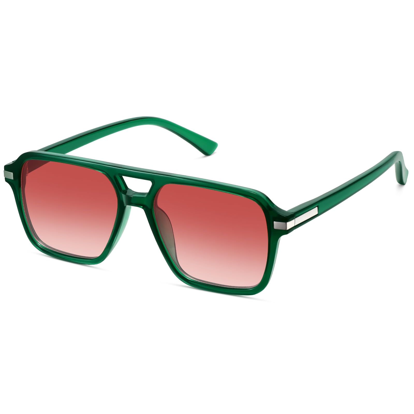 Retro Aviator Sunglasses for Women Men Trendy Classic Square 70s 80s 90s Vintage Shades Double Bridge Aviators FZN813