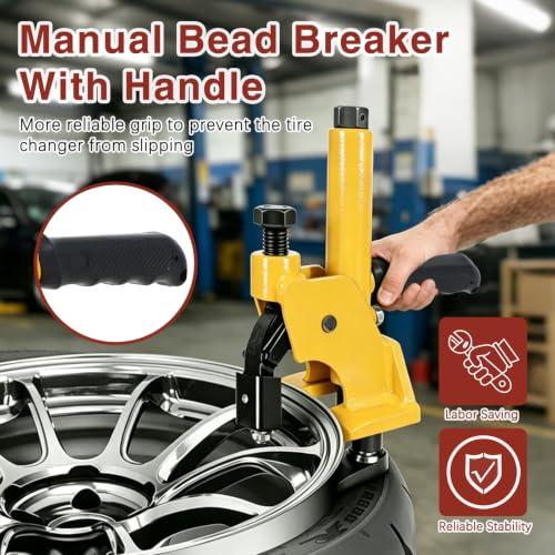 Image of 38 inch-42 inch Manual Tire Bead Breaker Tire Change Tool with Rubber Pad | All Terrain Vehicle,Easy-Operated,Lightweight and Portable,Fit for 38 and 42 Inches Tires Changer,Yellow