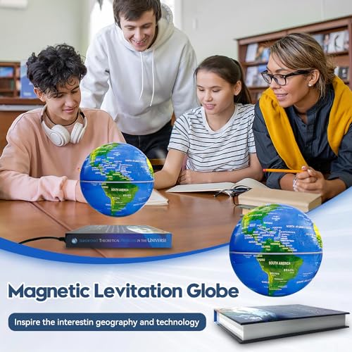 Image of Flagest Magnetic Levitation Floating Globe With Rotating Book Base - Desk Bookshelf Showcase Decoration for Home, Office, Classroom, Shop - Gradient Night Light Color - Birthday