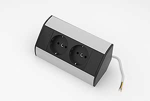 BERNSTEIN 2-Fach Steckdosenleiste für Ecken - Schwarz/Silber - Ideal ...