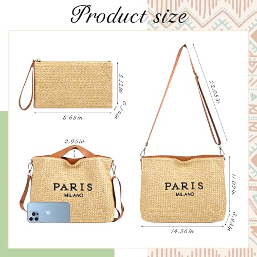 Bolso tote de paja para mujer miniatura 4