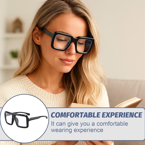 wilcractk Hornbrille Schwarze Nerd Fake Brille Ohne Stärke Mit Blaulichtfilter Blue Light Glasses Modisches Eckiges Design Schwarz Für Damen Herren Alltag Cosplay Bühne Party
