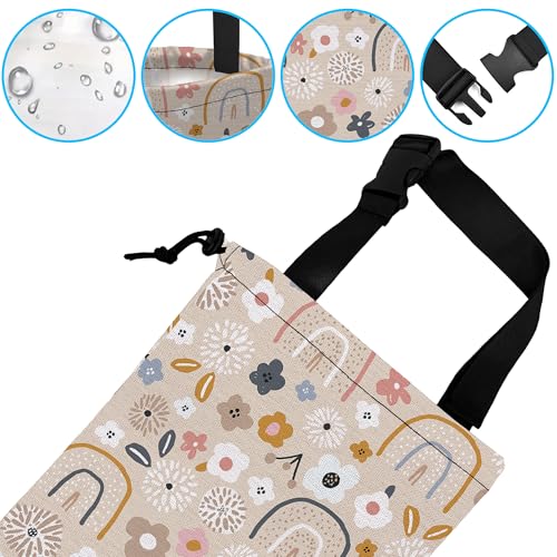Image of Car Trash Bag Hanging Creative Floral Rainbows Car Trash Can Waterproof Garbage Bag Hanging for Car Back Seat