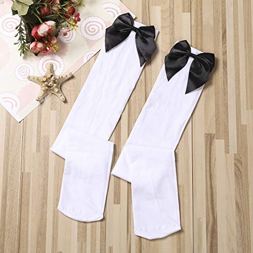 Image of Honganda Sexy Women's Thigh High Stockings, Over Knee Lace Top Sheer Stockings with Satin Bows Leg Thigh Socks for Women